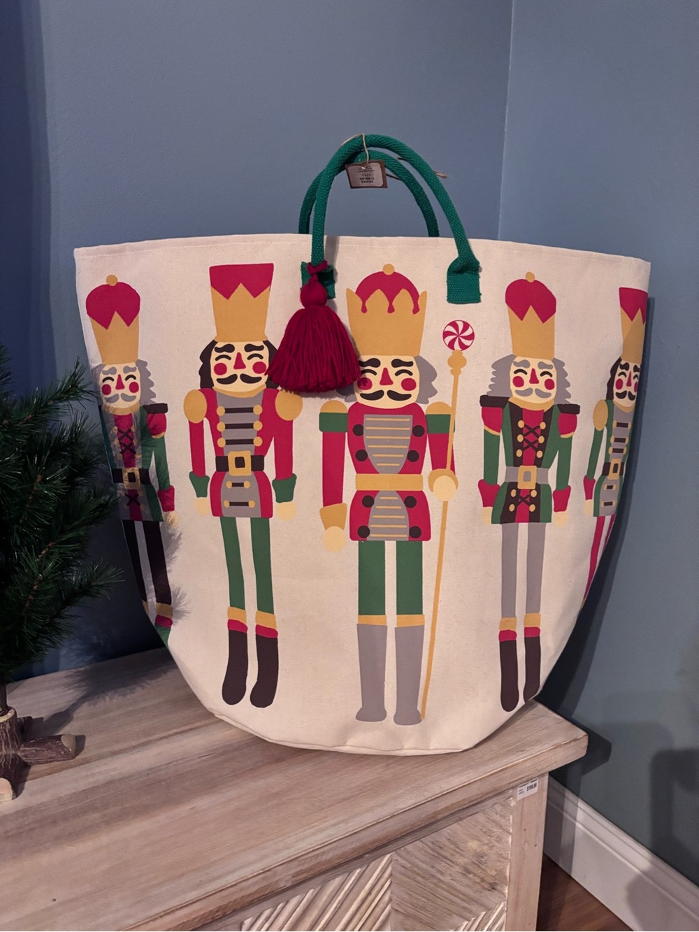 NWT Large Holiday Nutcracker Canvas Tote Bag.